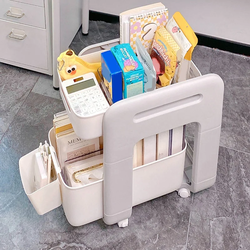 Mesita de noche moderna de plástico con 2 cajones Clearhalo