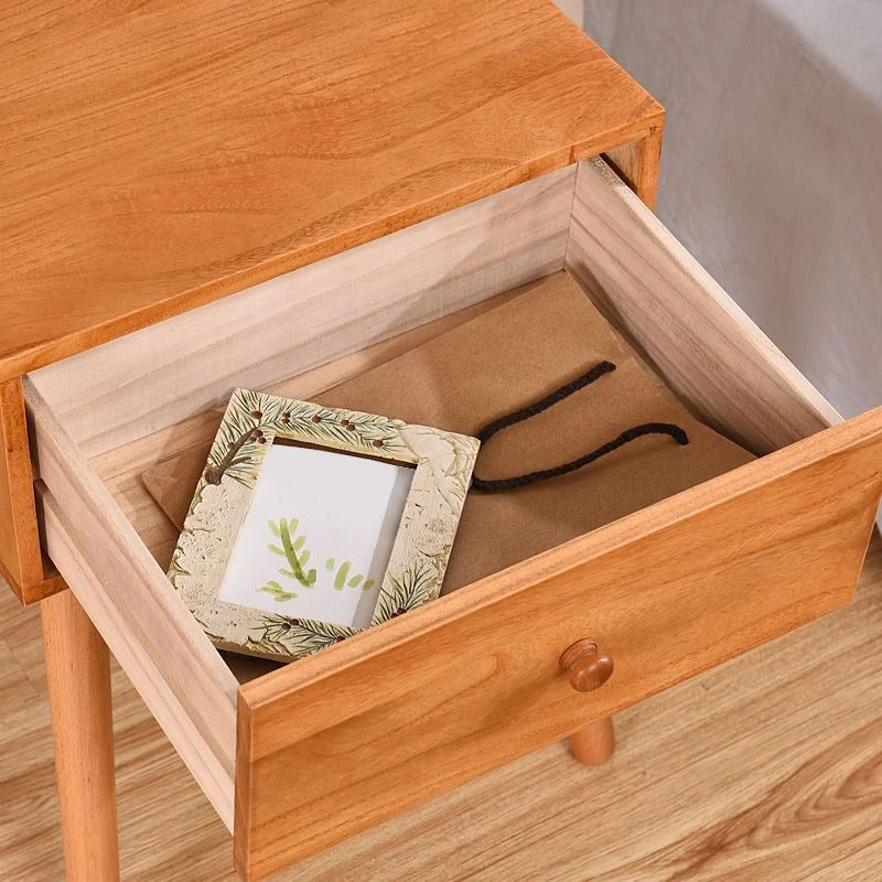 Mesita de noche moderna de 18 pulgadas de alto, mesa de noche de madera maciza con 1 cajón y patas Blanco Clearhalo
