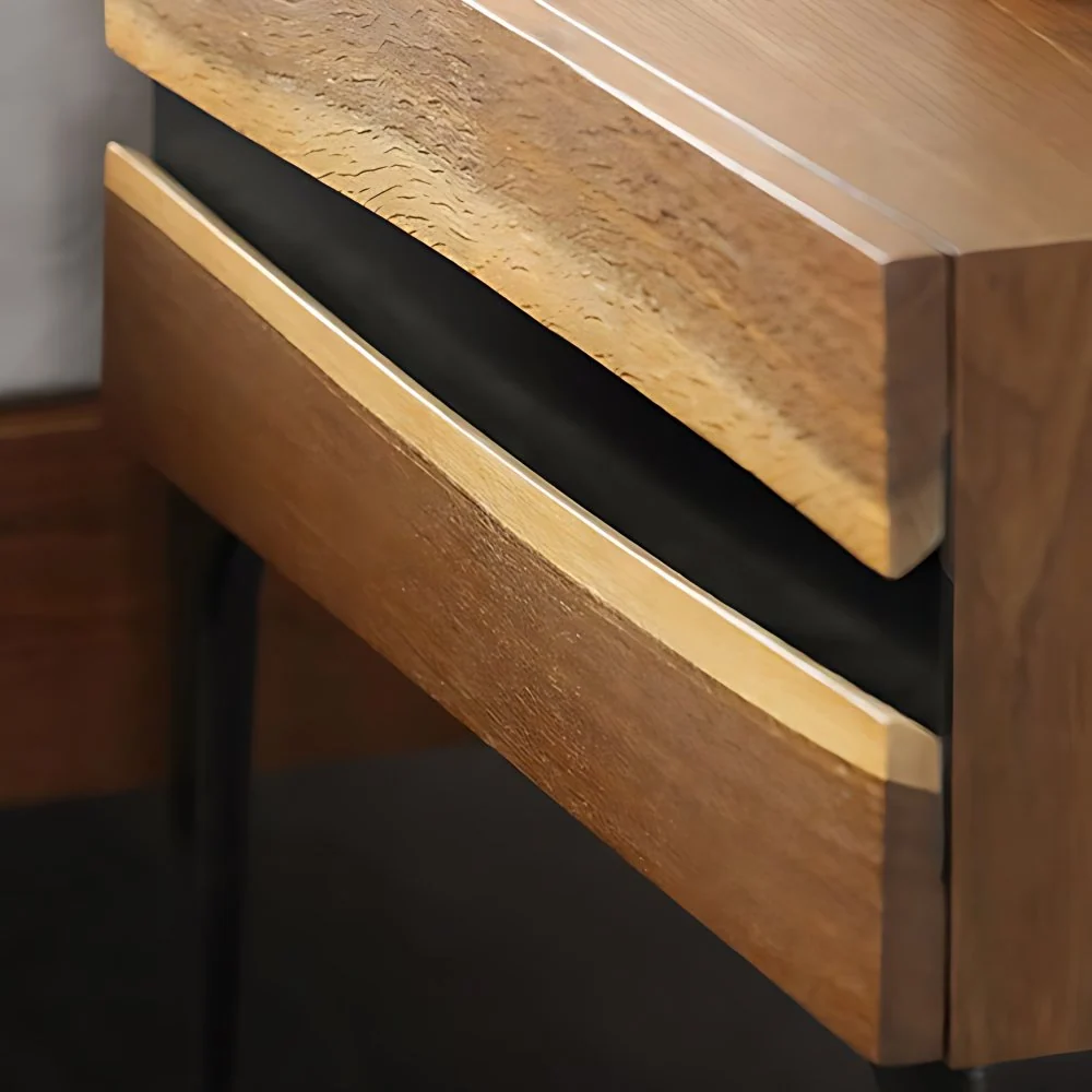 Mesita de noche moderna de roble de mediados de siglo de 22" de alto con patas Clearhalo