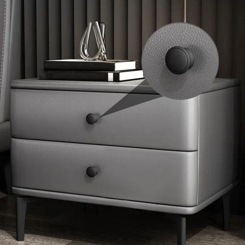 Mesita de noche modernista de 2 cajones, mesita de noche de madera con almacenamiento para el hogar Caqui Clearhalo