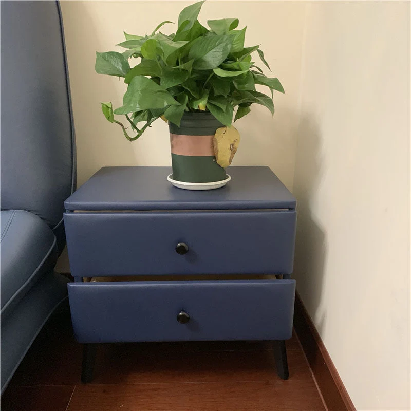 Mesita de noche modernista de 2 cajones, mesita de noche de madera con almacenamiento para el hogar Caqui Clearhalo