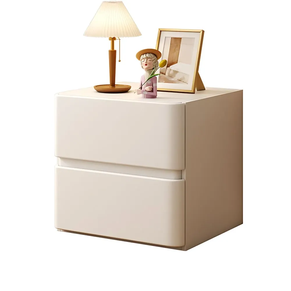 Mesita de noche modernista con 2 cajones, mesita de noche con almacenamiento para el hogar Gris Clearhalo