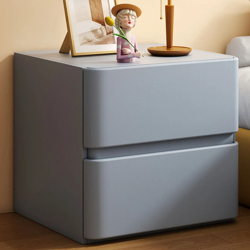 Mesita de noche modernista con 2 cajones, mesita de noche con almacenamiento para el hogar Gris Clearhalo