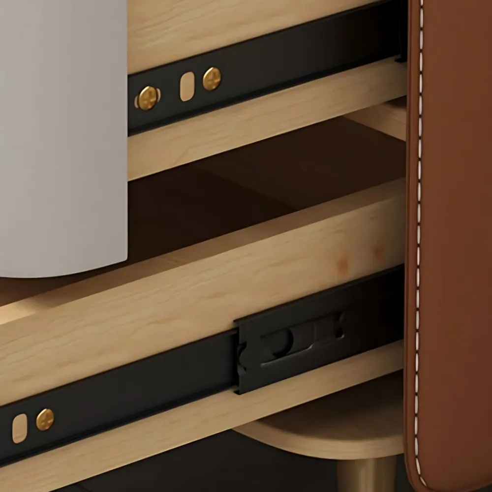 Mesita de noche modernista con 2 cajones, patas doradas/negras, mesita de noche para dormitorio Cafe Clearhalo