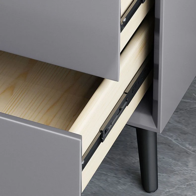 Mesita de noche de mármol sintético y madera maciza Patas contemporáneas incluidas Mesita de noche para cama Cajones Marfi...