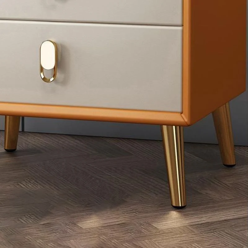 Mesita de noche de piedra contemporánea para dormitorio Naranja Clearhalo