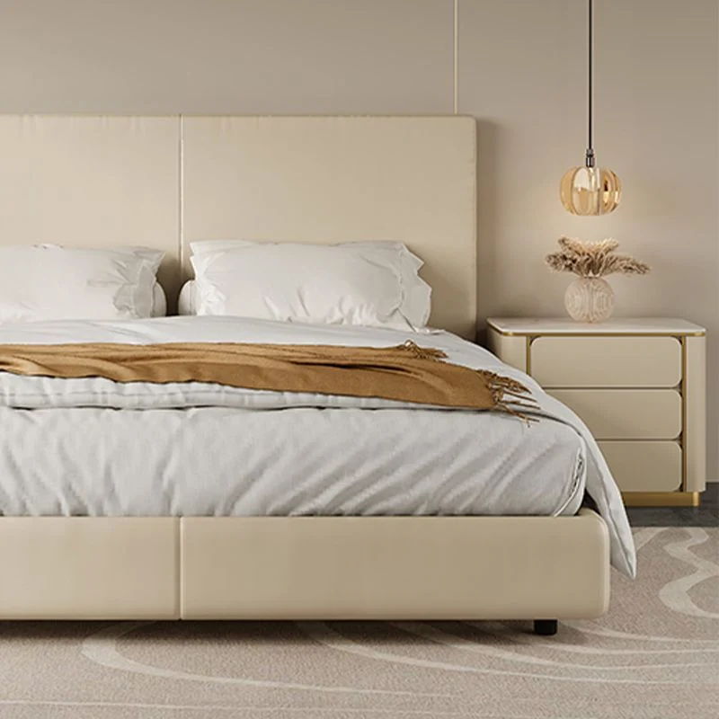 Mesita de noche de piedra Mesita de noche clásica Glam Bed con 3 cajones Gris Clearhalo