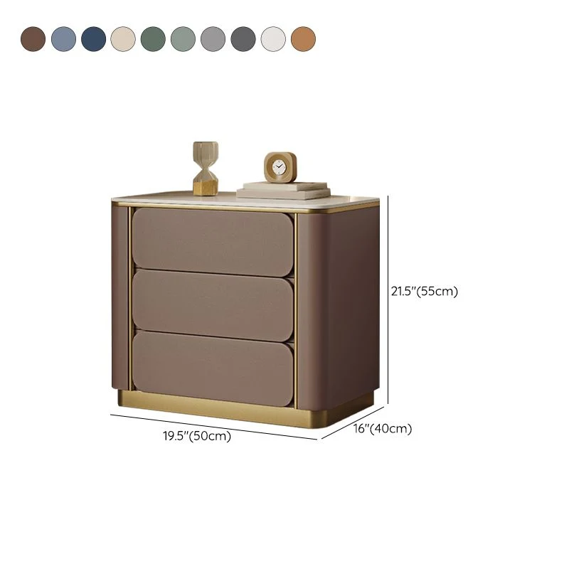 Mesita de noche de piedra Mesita de noche clásica Glam Bed con 3 cajones Gris Clearhalo