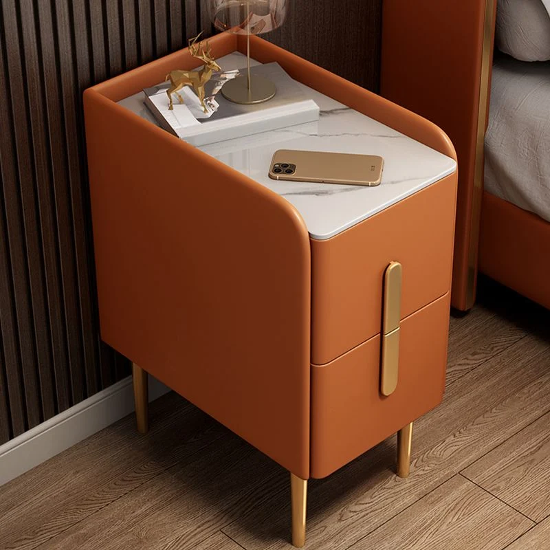 Mesita de noche de piedra, mesita de noche contemporánea para dormitorio Gris Clearhalo