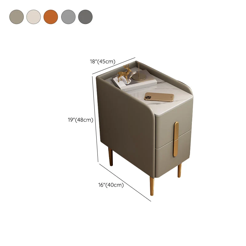 Mesita de noche de piedra, mesita de noche contemporánea para dormitorio Gris Clearhalo
