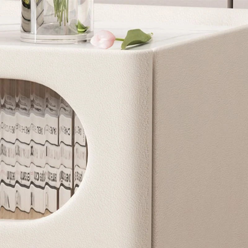 Mesita de noche de piedra moderna con cajones y patas para dormitorio Blanco Clearhalo