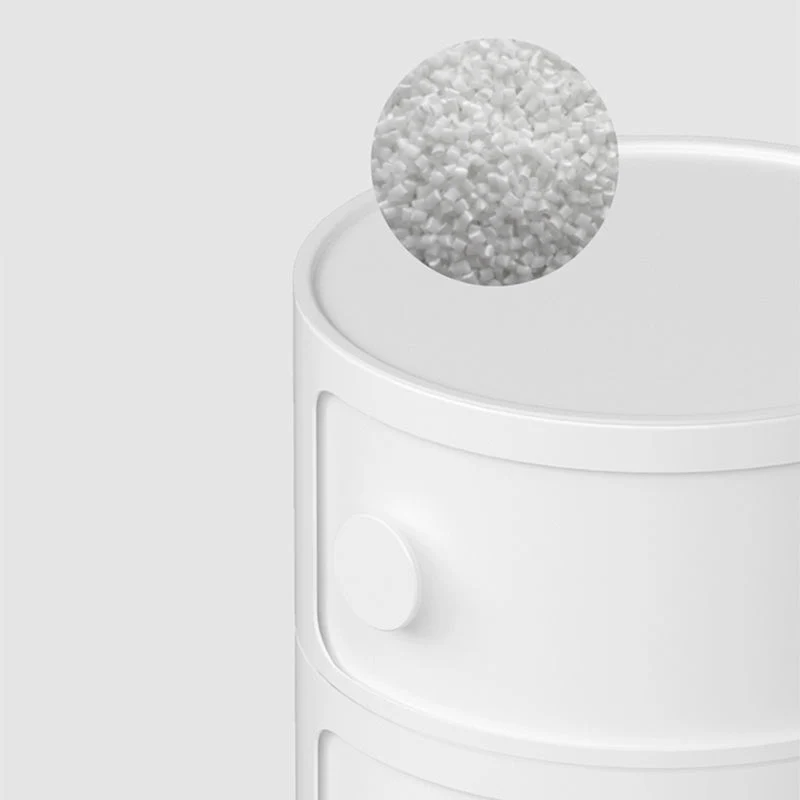 Mesita de noche de plástico con puerta lateral izquierda redonda moderna para cama Blanco Clearhalo