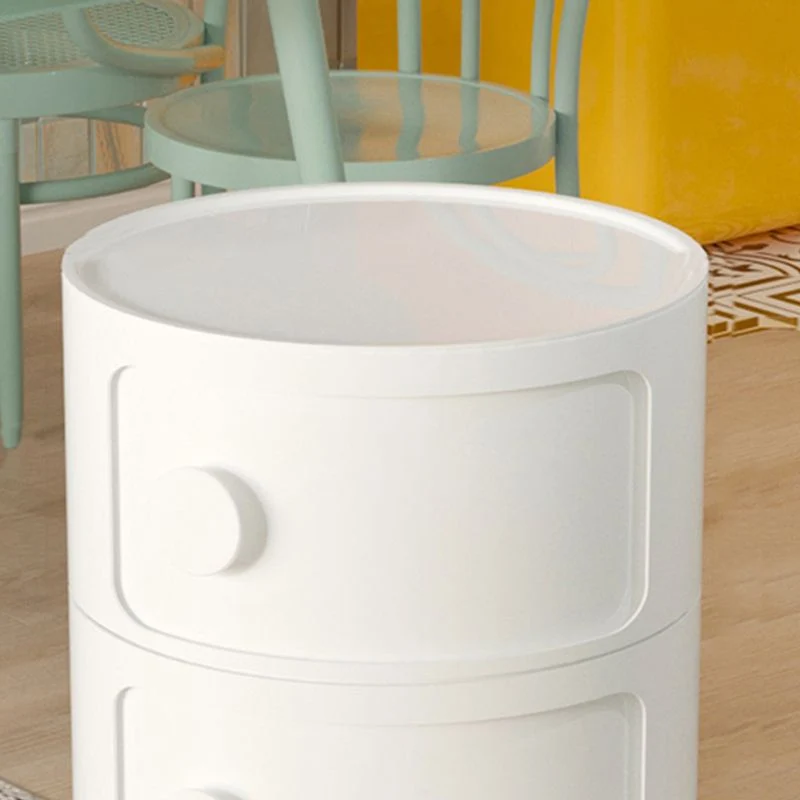 Mesita de noche de plástico creativa moderna para sala de estar Blanco Clearhalo