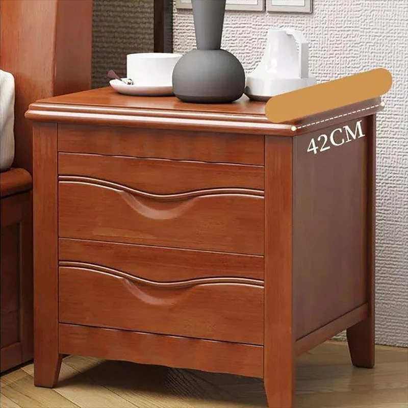 Mesita de noche tradicional con 2 cajones, mesa de noche con acabado antiguo Blanco Clearhalo