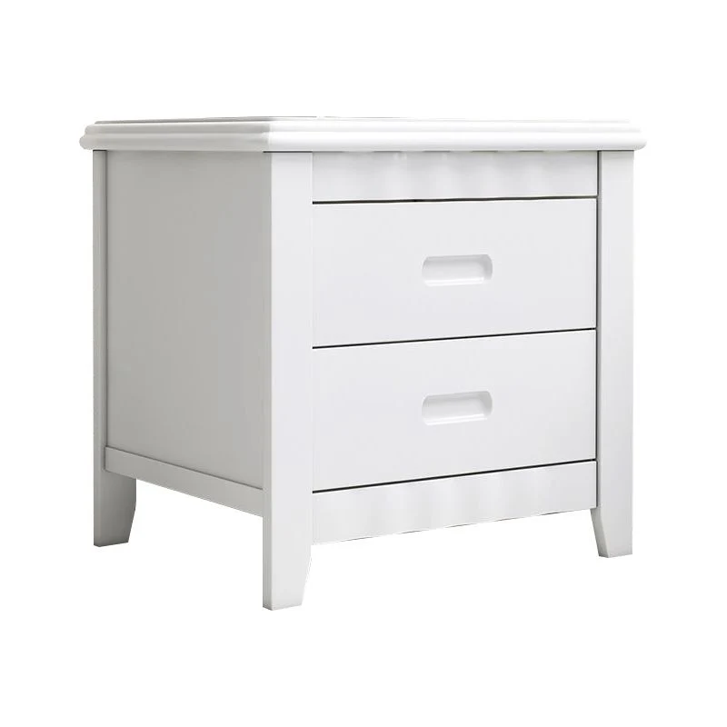 Mesita de noche tradicional con 2 cajones, mesa de noche con acabado antiguo Blanco Clearhalo