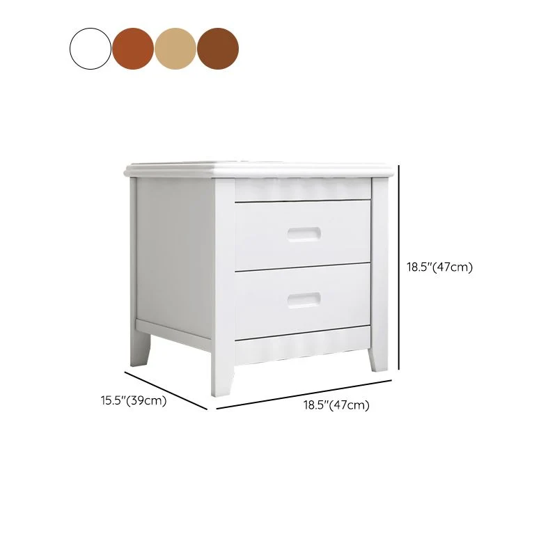 Mesita de noche tradicional con 2 cajones, mesa de noche con acabado antiguo Blanco Clearhalo