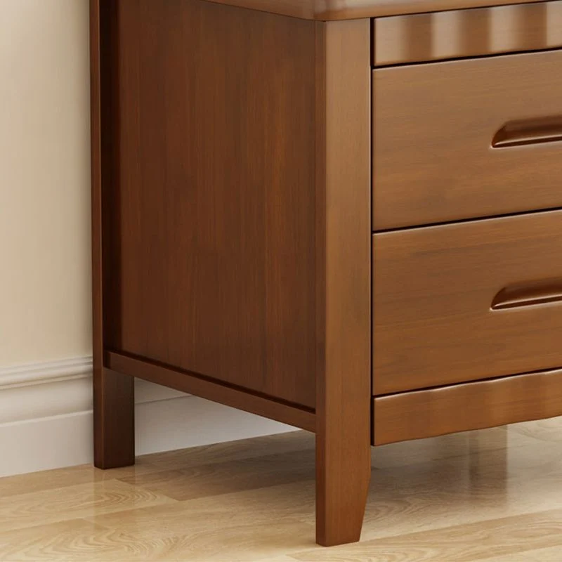 Mesita de noche tradicional con estante inferior, mesita de noche de madera de caucho con cajones para dormitorio Nuez Cle...