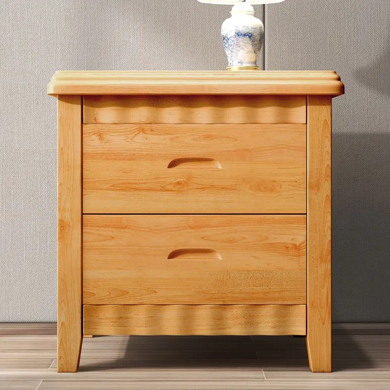Mesita de noche tradicional con estante inferior, mesita de noche de madera de caucho con cajones para dormitorio Nuez Cle...