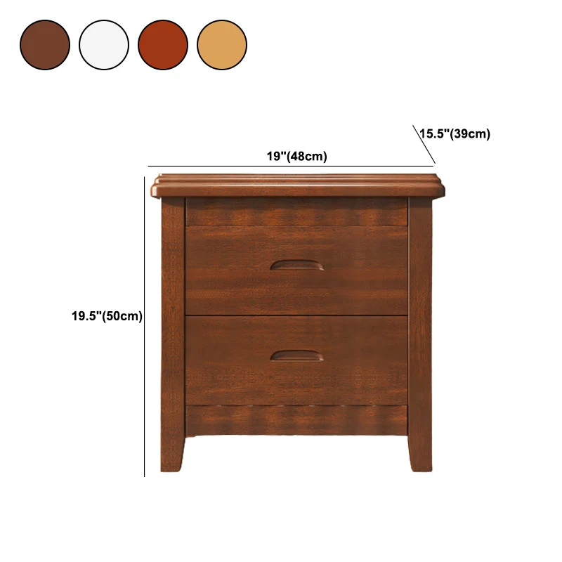 Mesita de noche tradicional con estante inferior, mesita de noche de madera de caucho con cajones para dormitorio Nuez Cle...