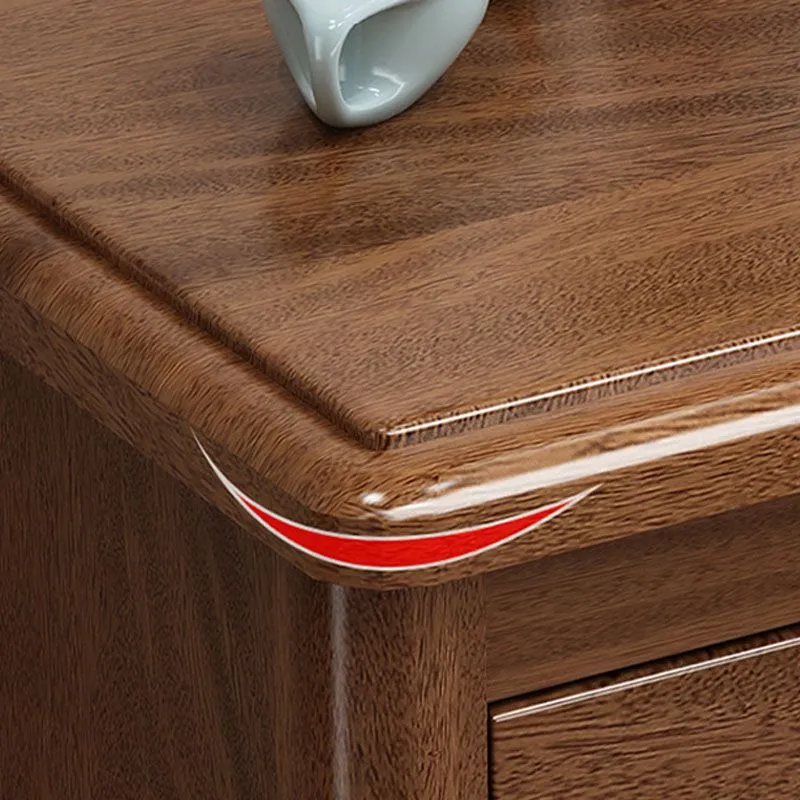 Mesita de noche tradicional de madera maciza con 2 cajones Clearhalo