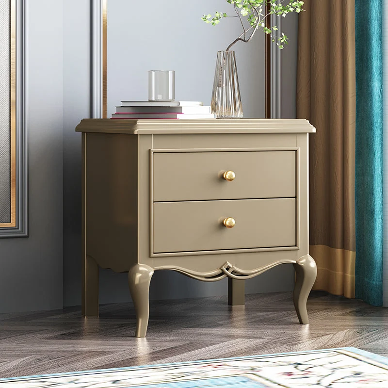 Mesita de noche tradicional de roble con cajón y almacenamiento para dormitorio Oro Clearhalo