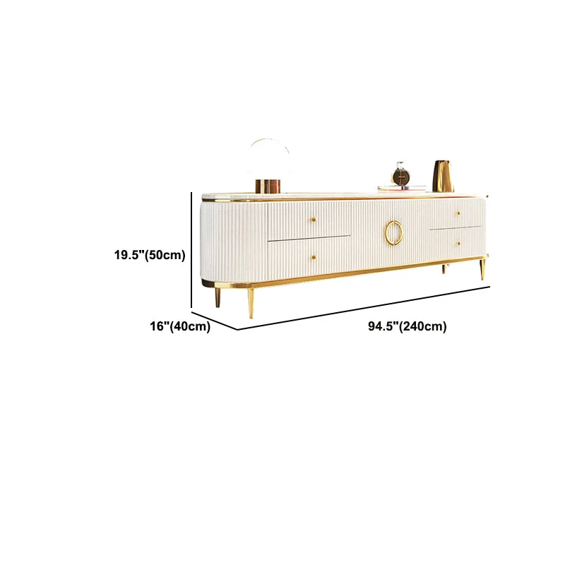 Mueble de TV con almacenamiento cerrado para el hogar Mueble de TV de piedra sinterizada de lujo Blanco Clearhalo