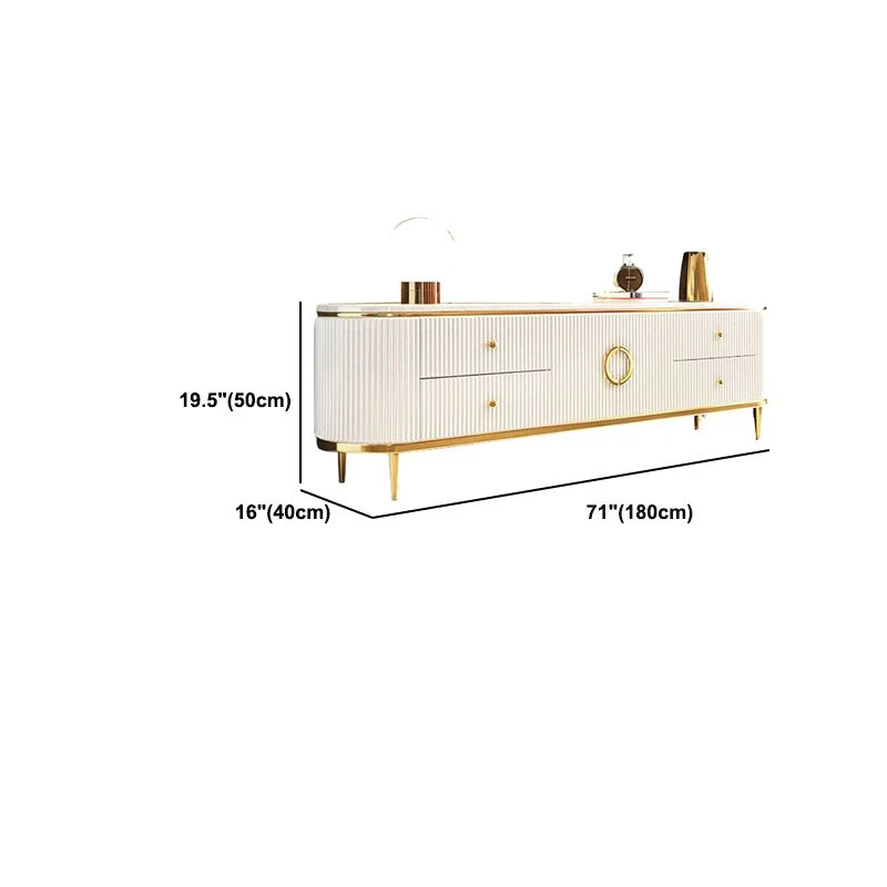Mueble de TV con almacenamiento cerrado para el hogar Mueble de TV de piedra sinterizada de lujo Blanco Clearhalo