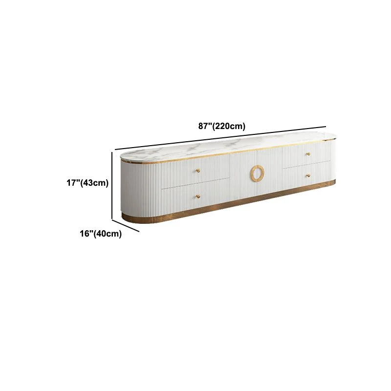 Mueble de TV con almacenamiento cerrado para el hogar Mueble de TV de piedra sinterizada de lujo Blanco Clearhalo