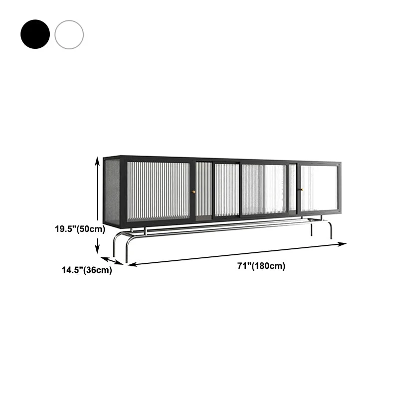 Mueble de TV industrial con soporte para TV de almacenamiento cerrado de metal con patas extendidas Blanco Clearhalo