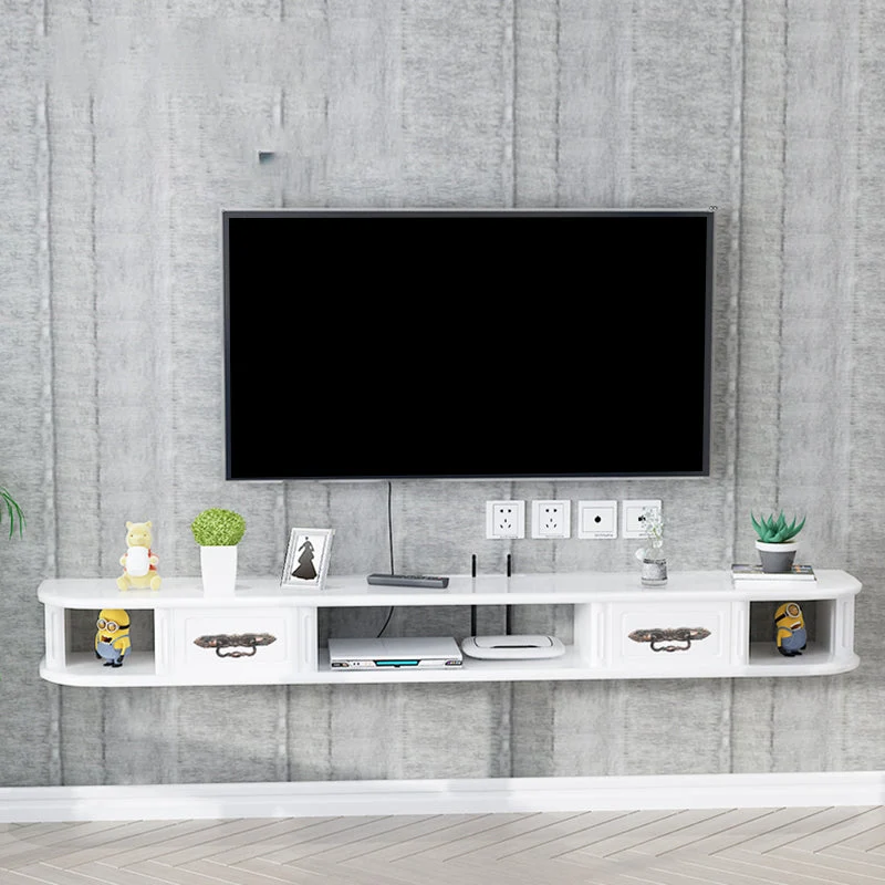 Mueble de TV de madera de ingenierí con soporte de pared moderno para TV con 2 cajones Rojo Clearhalo