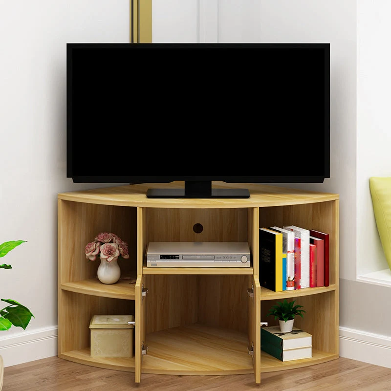 Mueble de TV de madera de ingenierí, mueble de TV de esquina de estilo moderno con puerta Negro Clearhalo