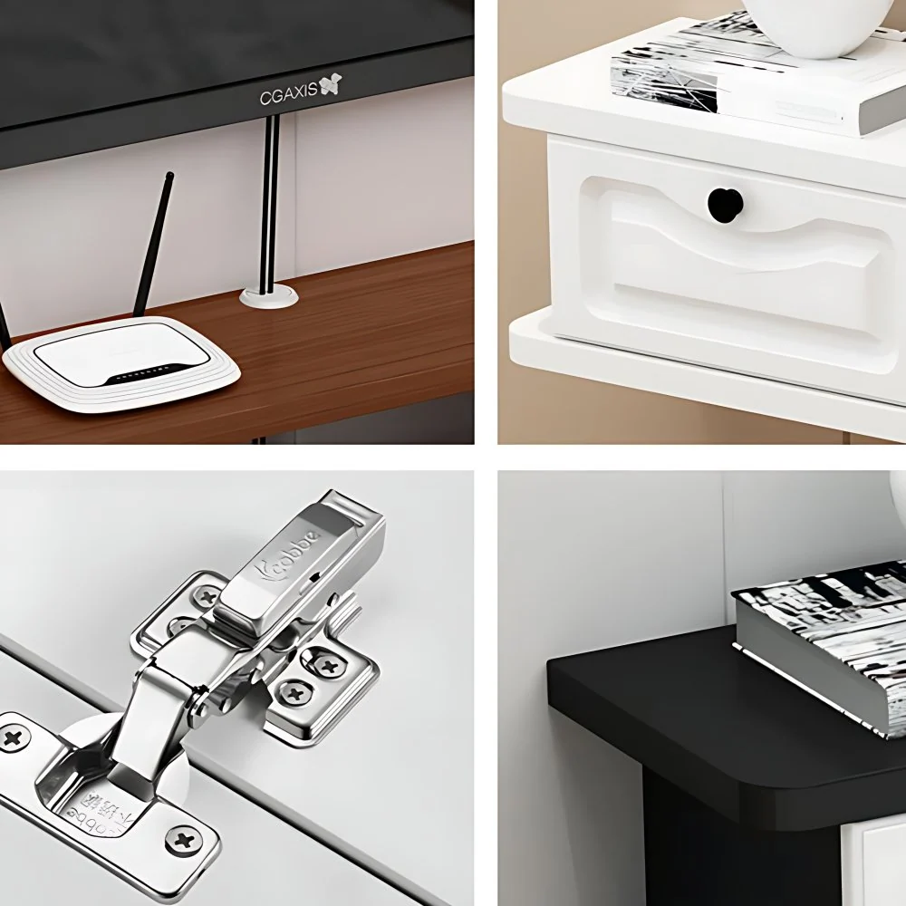 Mueble de TV de madera de ingenierí, mueble de TV montado en la pared de estilo moderno con 2 puertas Blanco Clearhalo