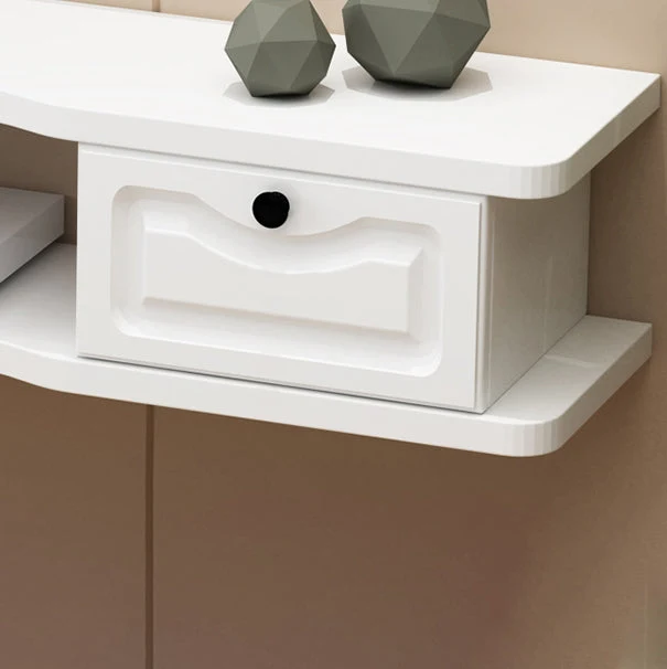 Mueble de TV de madera de ingenierí, mueble de TV montado en la pared de estilo moderno con 2 puertas Blanco Clearhalo