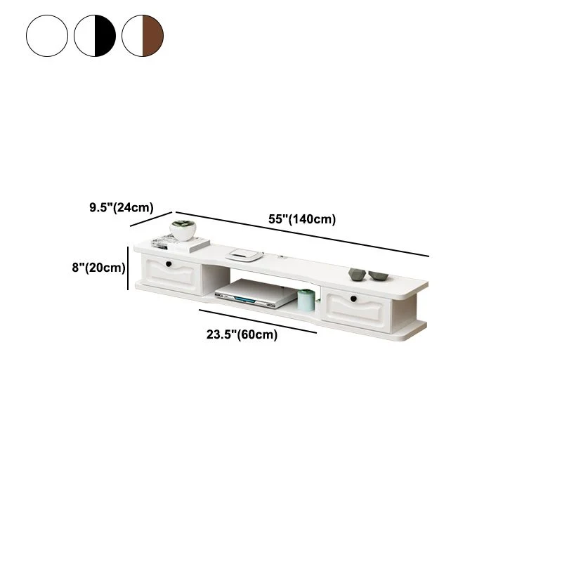 Mueble de TV de madera de ingenierí, mueble de TV montado en la pared de estilo moderno con 2 puertas Blanco Clearhalo
