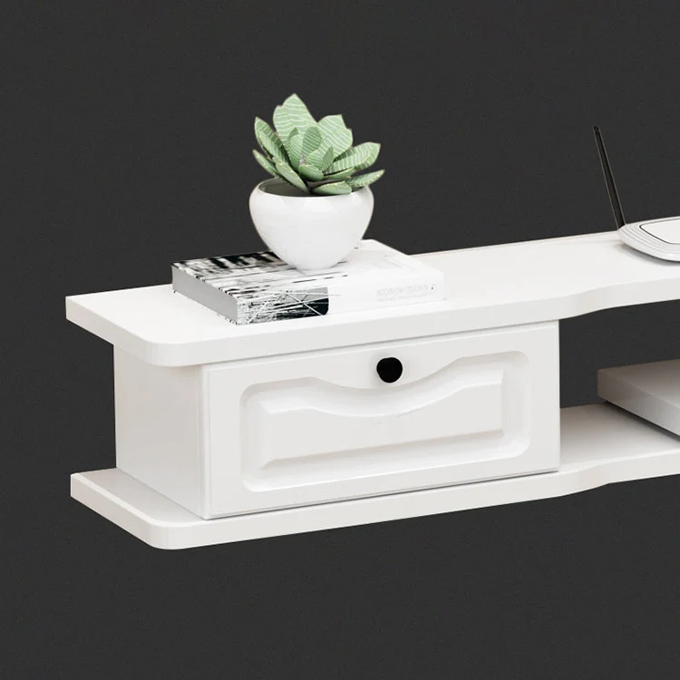 Mueble de TV de madera de ingenierí, mueble de TV montado en la pared de estilo moderno con 2 puertas Blanco Clearhalo