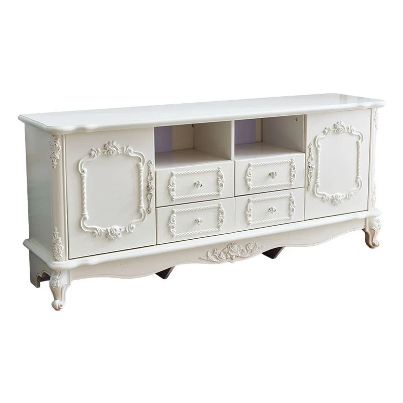 Mueble de madera para TV rectangular, mueble de TV con almacenamiento cerrado tradicional Oro Clearhalo