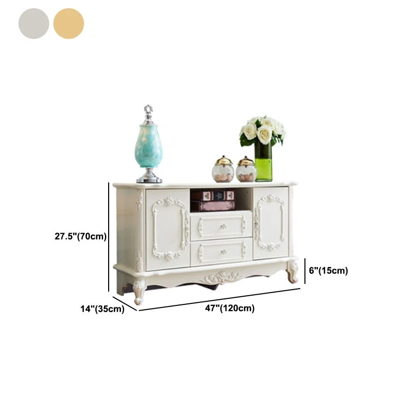 Mueble de madera para TV rectangular, mueble de TV con almacenamiento cerrado tradicional Oro Clearhalo