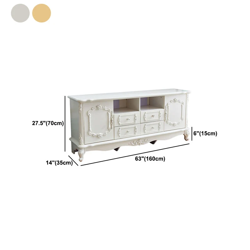 Mueble de madera para TV rectangular, mueble de TV con almacenamiento cerrado tradicional Oro Clearhalo