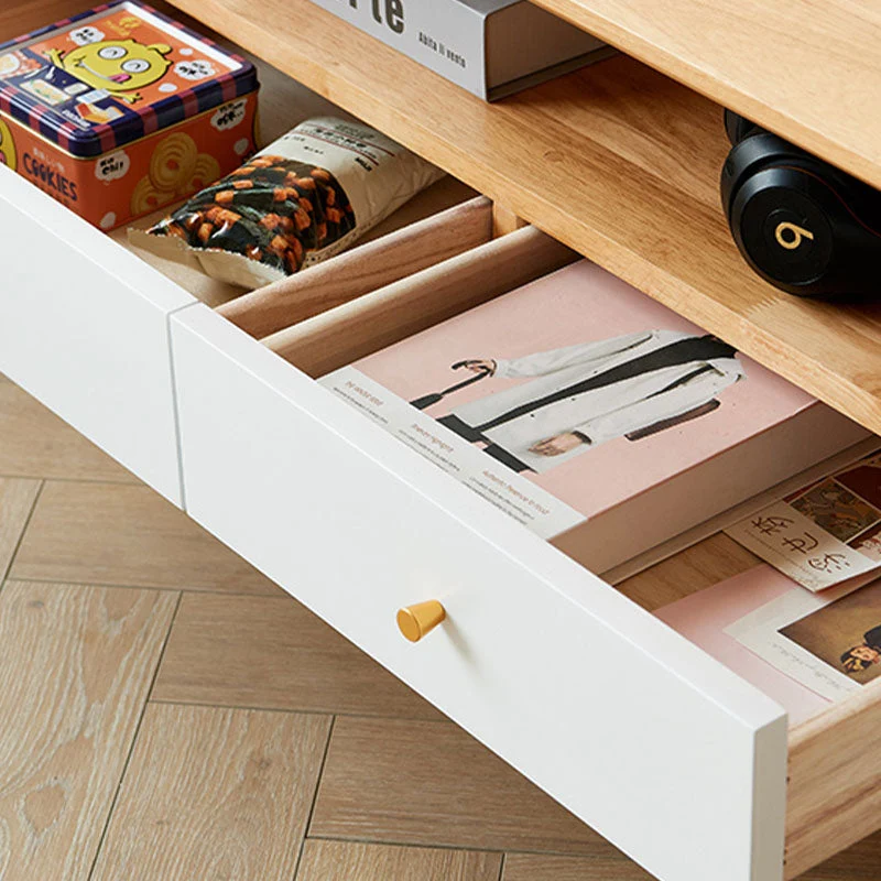 Mueble multimedia para TV de madera con acabado mate y consola multimedia contemporánea con almacenamiento abierto, madera...