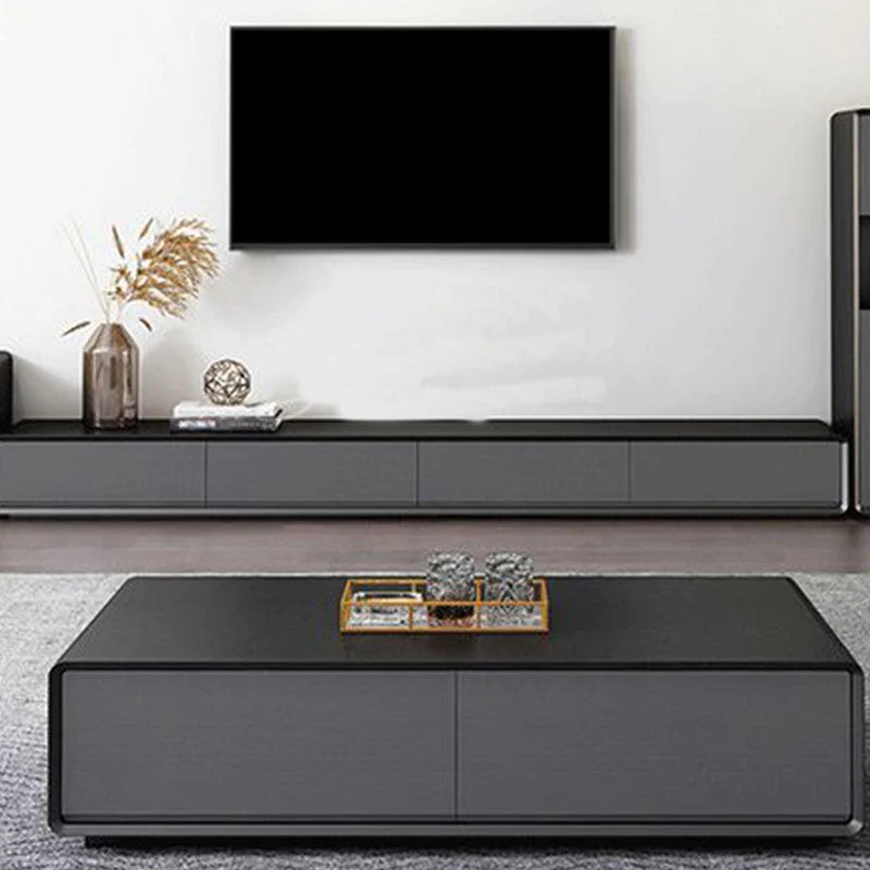 Mueble de TV nórdico, mueble de TV de suelo negro sencillo y moderno Clearhalo