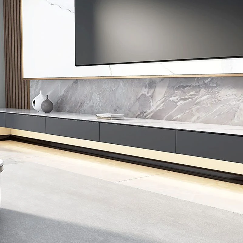 Mueble para TV de 11,81 pulgadas de ancho Consola para TV gris de pared de estilo moderno con 3 cajones Clearhalo