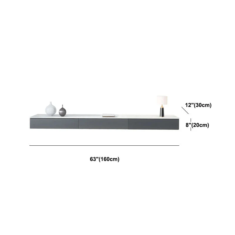 Mueble para TV de 11,81 pulgadas de ancho Consola para TV gris de pared de estilo moderno con 3 cajones Clearhalo