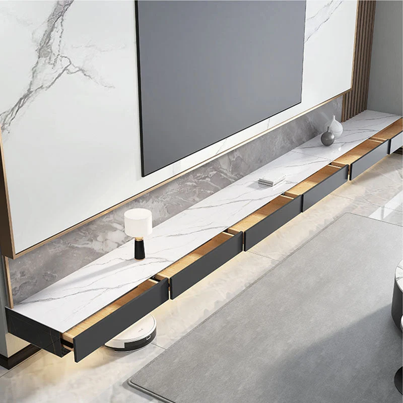 Mueble para TV de 11,81 pulgadas de ancho Consola para TV gris de pared de estilo moderno con 3 cajones Clearhalo