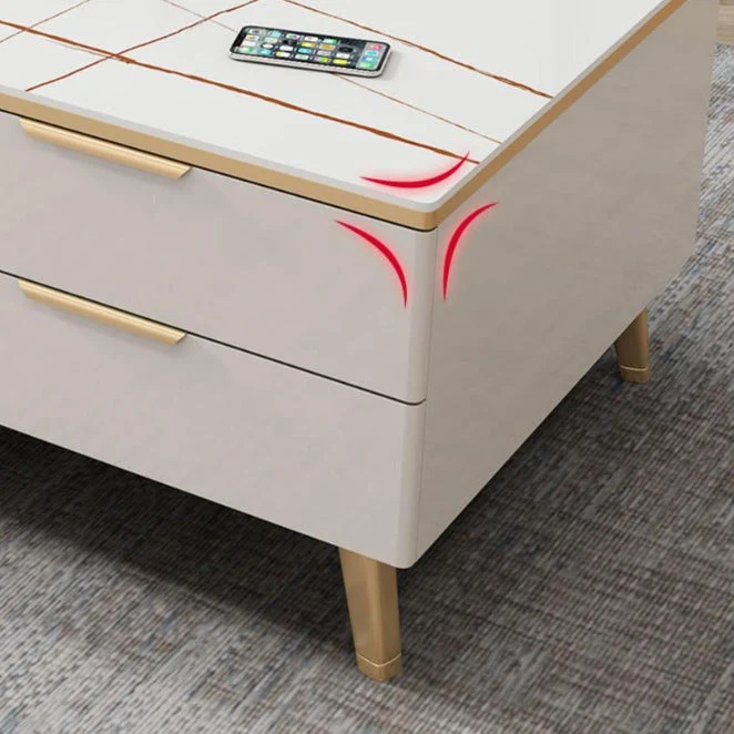 Mueble para TV de 17,72" de alto con 1 estante abierto y consola para TV con tapa de piedra glamurosa de 2 puertas Clearhalo
