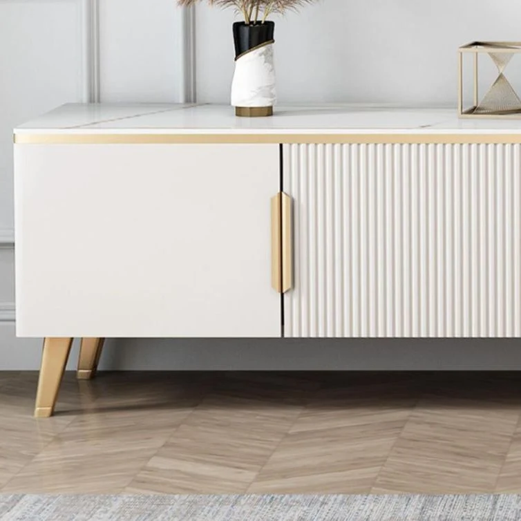 Mueble para TV de 17,72" de alto con 1 estante abierto y consola para TV con tapa de piedra glamurosa de 2 puertas Clearhalo