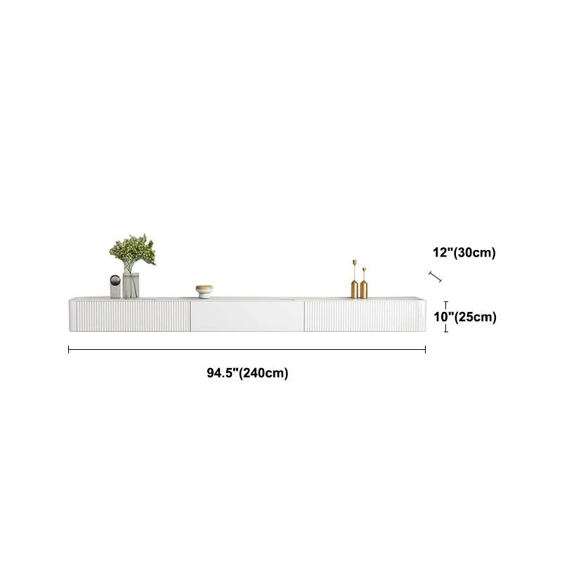 Mueble para TV de 9,84"H Consola para TV de pared blanca de estilo moderno con 2 cajones Clearhalo