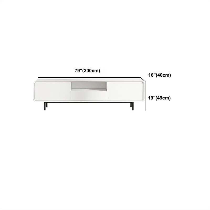 Mueble para TV abierto blanco con consola moderna y soporte para TV de 16" D, imitación madera Clearhalo