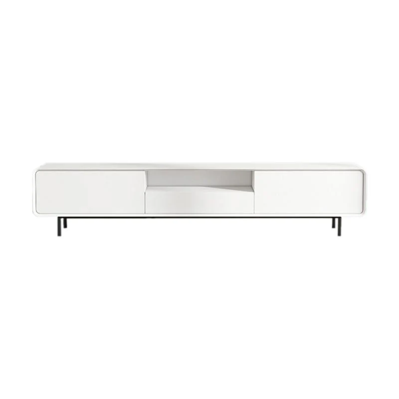 Mueble para TV abierto blanco con consola moderna y soporte para TV de 16" D, imitación madera Clearhalo