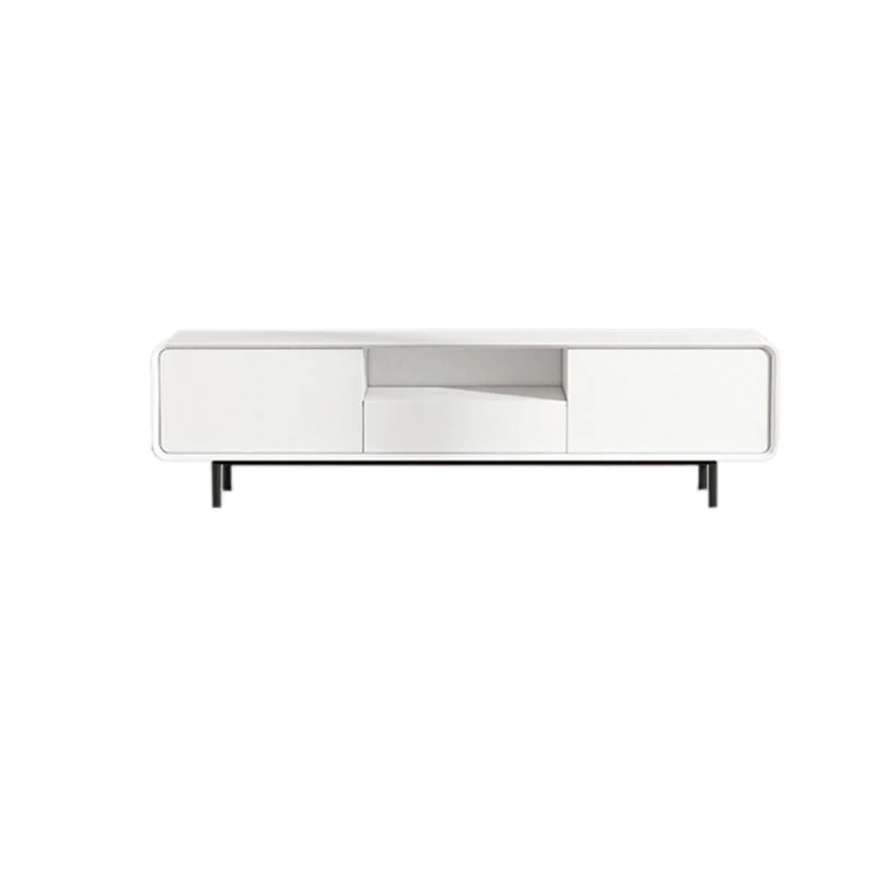 Mueble para TV abierto blanco con consola moderna y soporte para TV de 16" D, imitación madera Clearhalo