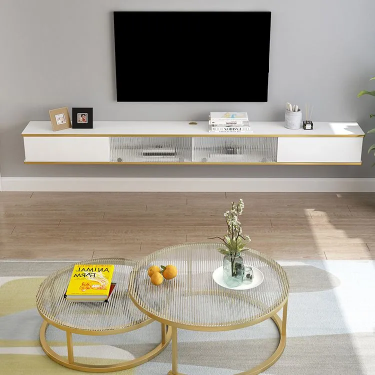 Mueble para TV blanco de estilo moderno Mueble para TV de pared de madera sintética Clearhalo